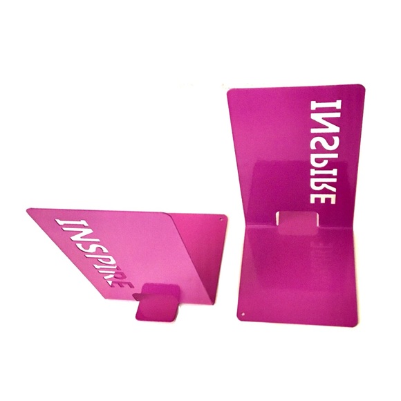 New Metal Bookends Set with Stenciled INSPIRE Message - Picture 9 of 10